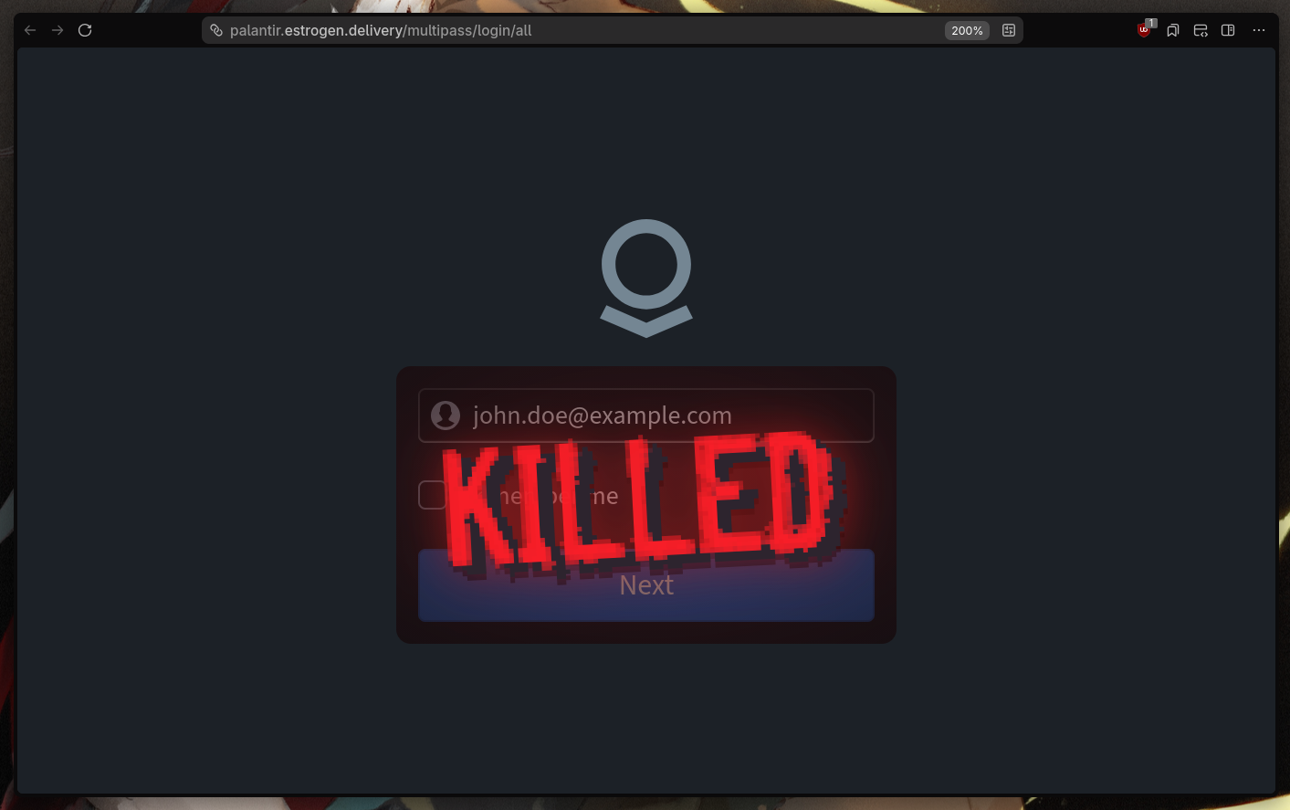 The same page, zoomed in, with the text "KILLED" over it in scary red letters.
